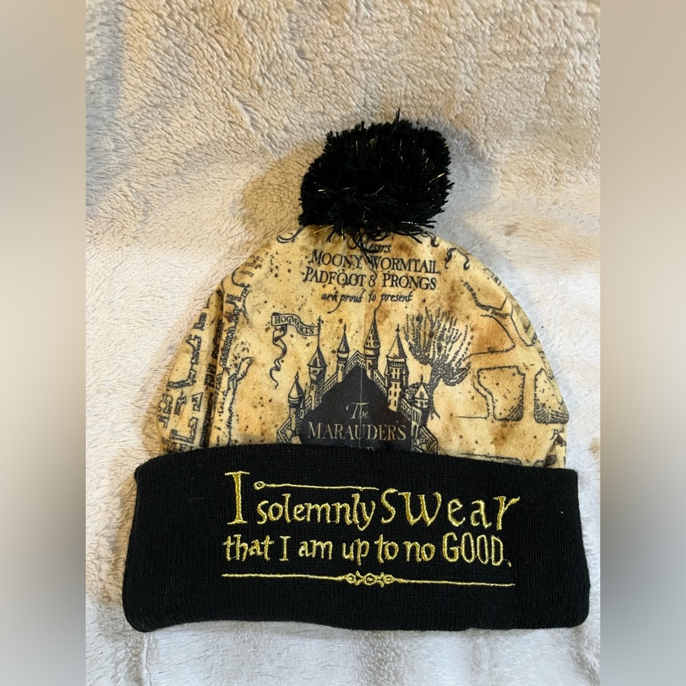 Harry Potter I Solemnly Swear That I Am Up To No Good Black Wizard Beanie Hat